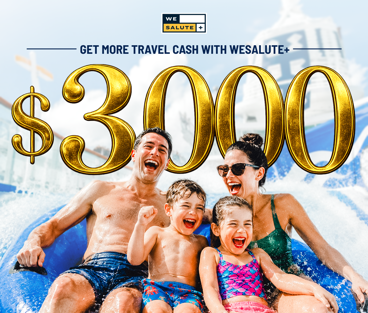 Family enjoying travel with WeSalute+ Travel Cash